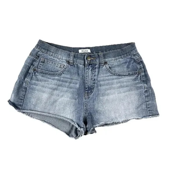 Mudd High Rise Raw Hem Daisy Duke Jean Shorts Women’s 13 Distressed Vintage Cut - Picture 1 of 16